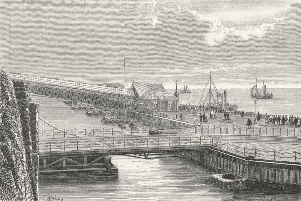 LIVERPOOL. Landing-Stage c1885 old antique vintage print picture